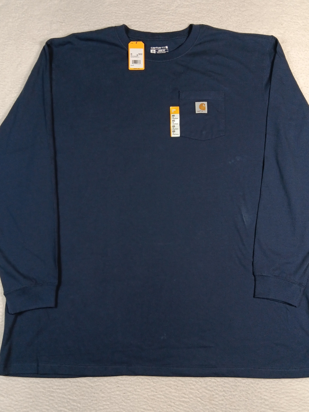 Carhartt Shirt Mens 4XL Blue Loose Fit Heavyweight Long-Sleeve Pocket T NWT